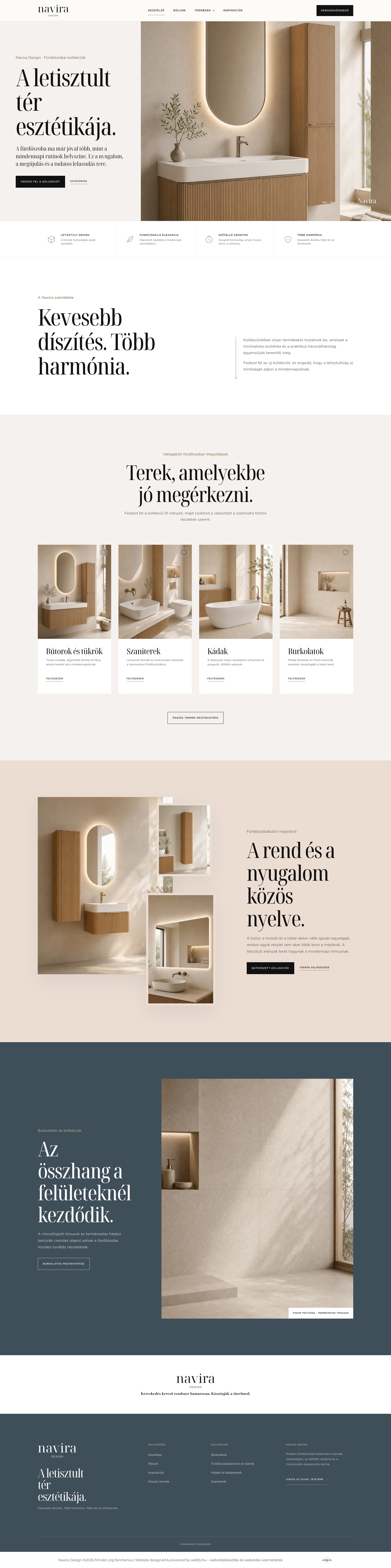 Navira Design weboldalának teljes oldalas nézete