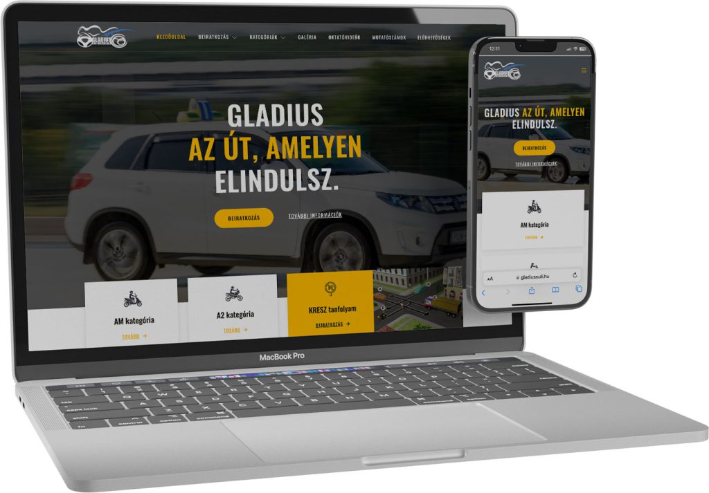 GLADIUS AUTÓSISKOLA weboldal készítés referencia