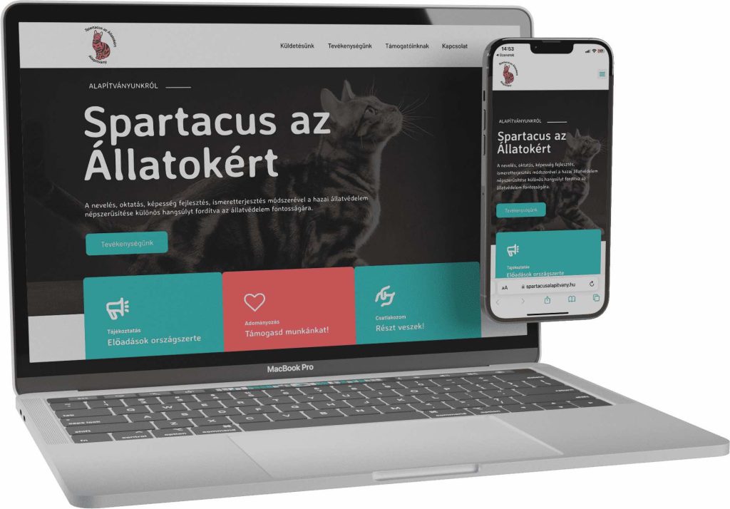 SPARTACUS AZ ÁLLATOKÉRT ALAPÍTVÁNY weboldalkészítés referencia
