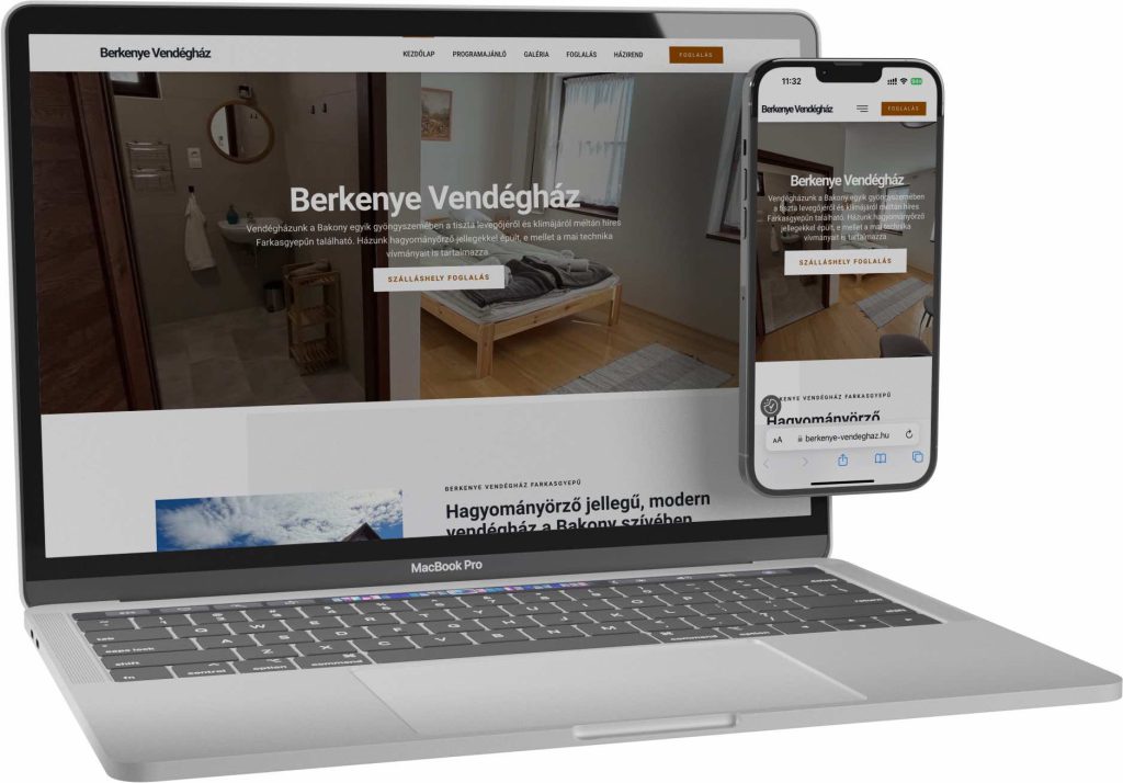 BERKENYE VENDÉGHÁZ FARKASGYEPŰ weboldal referencia
