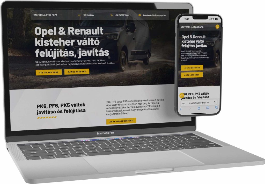 VÁLTÓFELÚJÍTÁS PÁPA weboldal referencia