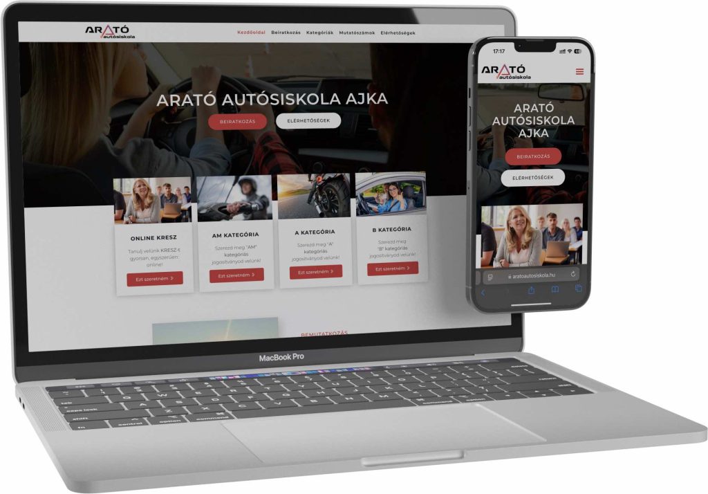 ARATÓ AUTÓSISKOLA AJKA weboldal referencia
