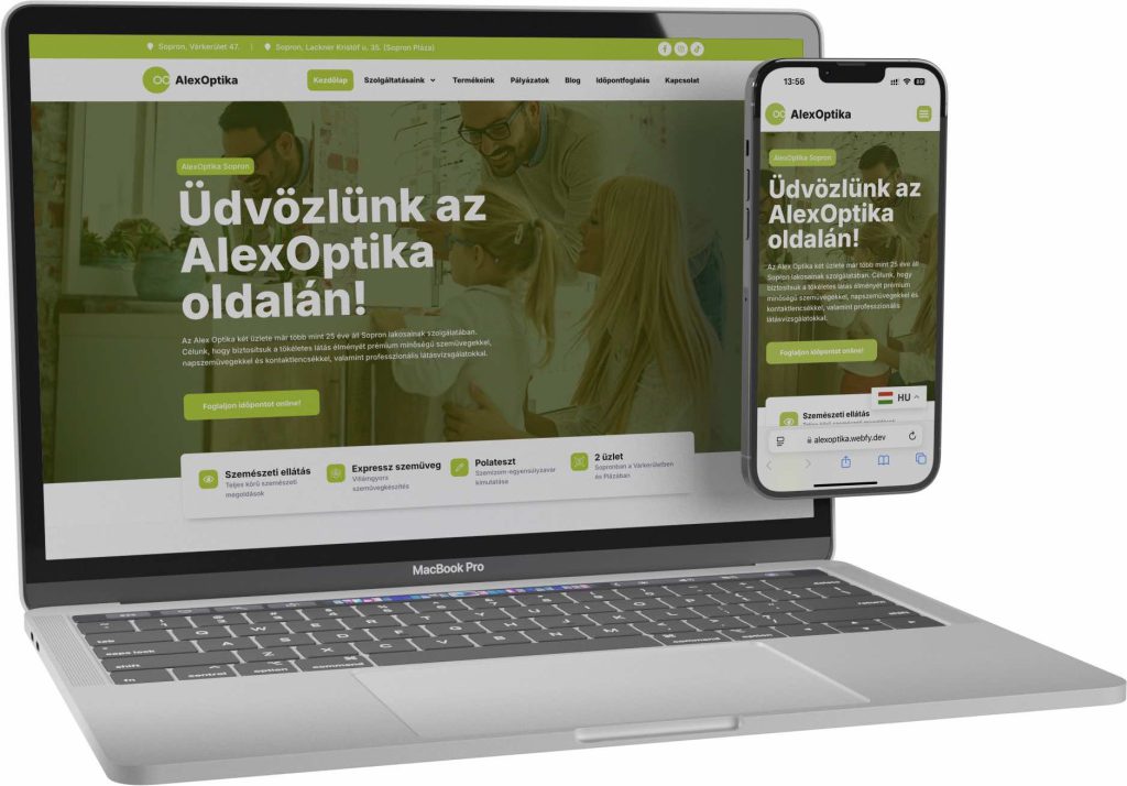ALEX OPTIKA KFT. SOPRON weboldal referencia