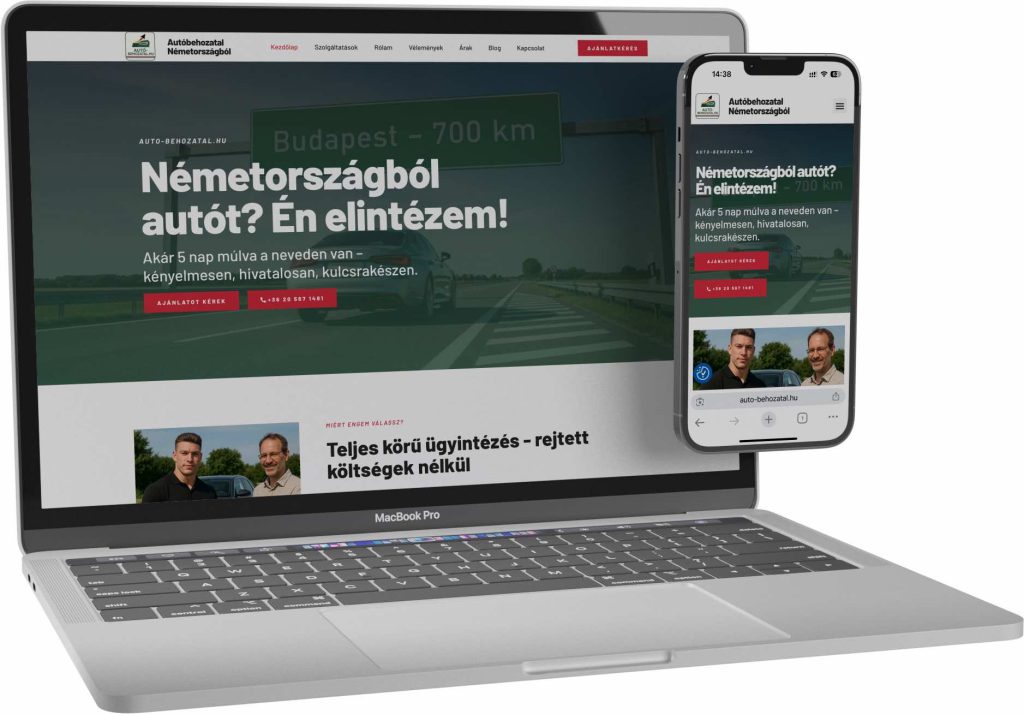 AUTO-BEHOZATAL PÁPA weboldal referencia