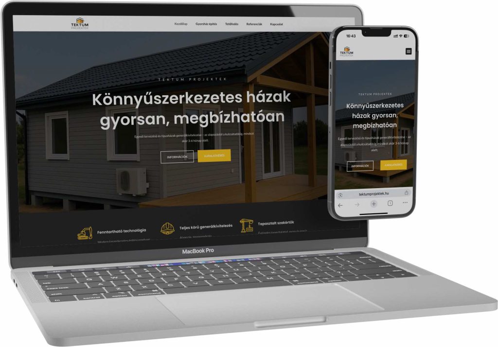TEKTUM PROJEKTEK weboldal referencia